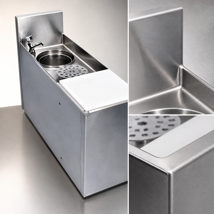 Product image #4 for CHOICE 8-Inch Stainless Steel Underbar Mixology Unit with 6-Inch Dipper Well, Rinser Faucet, and Removable Cutting Board