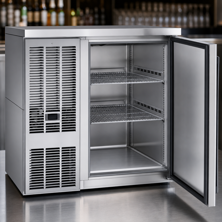 Product image #4 for 36-Inch One-Section Self-Contained Front-Vented Refrigerated Back Bar Cabinet with Solid Left-Hinged Door