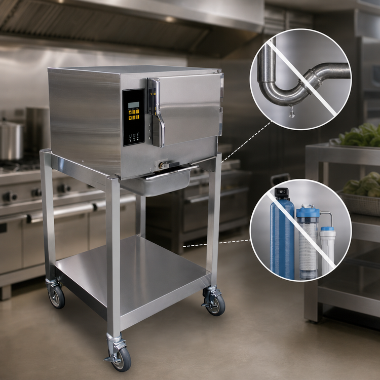 Product image #4 for AccuTemp Evolution 3-Pan Connectionless Boilerless Electric Convection Steamer, 14 kW, 480V, Stand-Mounted