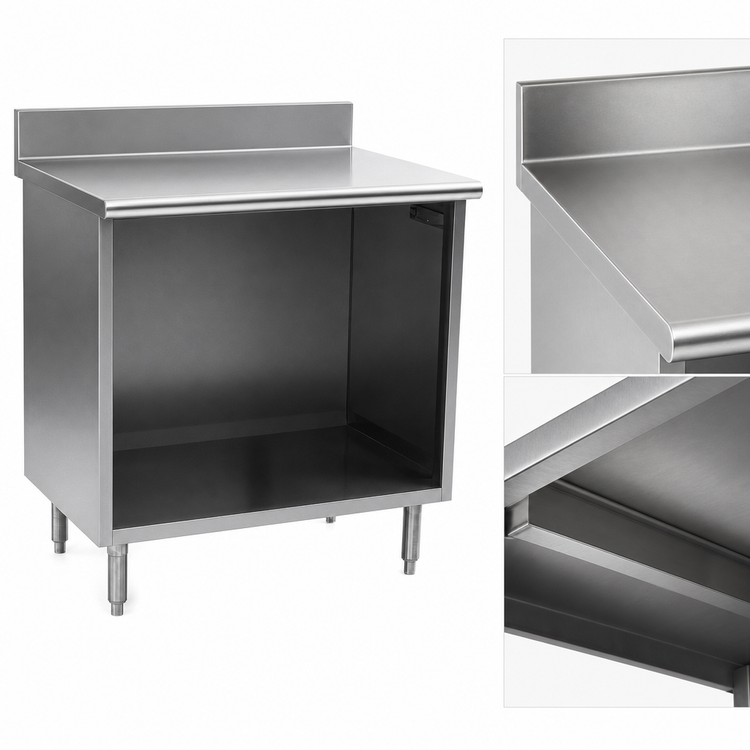 Product image #4 for Eagle Spec-Master Open Front Stainless Steel Underbar Worktable with 4-1/2-Inch Backsplash, 36 x 24 Inches
