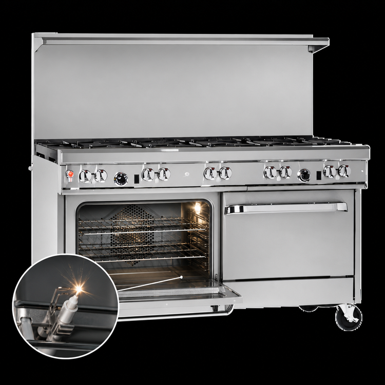 Product image #4 for Southbend Ultimate 60-Inch Gas Restaurant Range with 4 Star/Sauté Burners, 4 Pyromax Burners, Convection Oven, and Cabinet Base