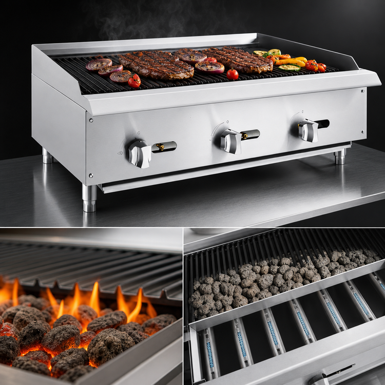 Product image #5 for General 36-Inch Countertop Char-Rock Gas Charbroiler with Lava Rocks