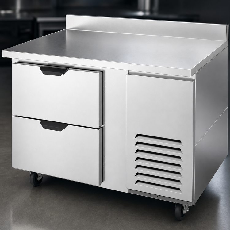Product image #4 for Beverage-Air 46-Inch Worktop Refrigerator with 2 Drawers, Side-Mounted Self-Contained R290 Refrigeration