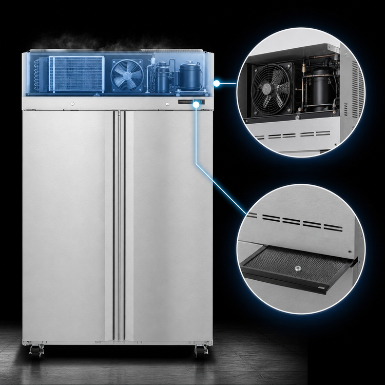 Product image #4 for Hoshizaki Steelheart F2A-FSN 52-Inch Two-Section Reach-In Freezer, 47.11 Cu. Ft., Top-Mounted Self-Contained, Solid Doors