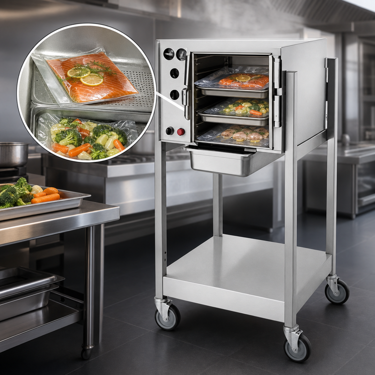 Product image #4 for AccuTemp Steam'N'Hold Boilerless Convection Steamer, Single Compartment, 3-Pan, with Stand and Casters, Electric