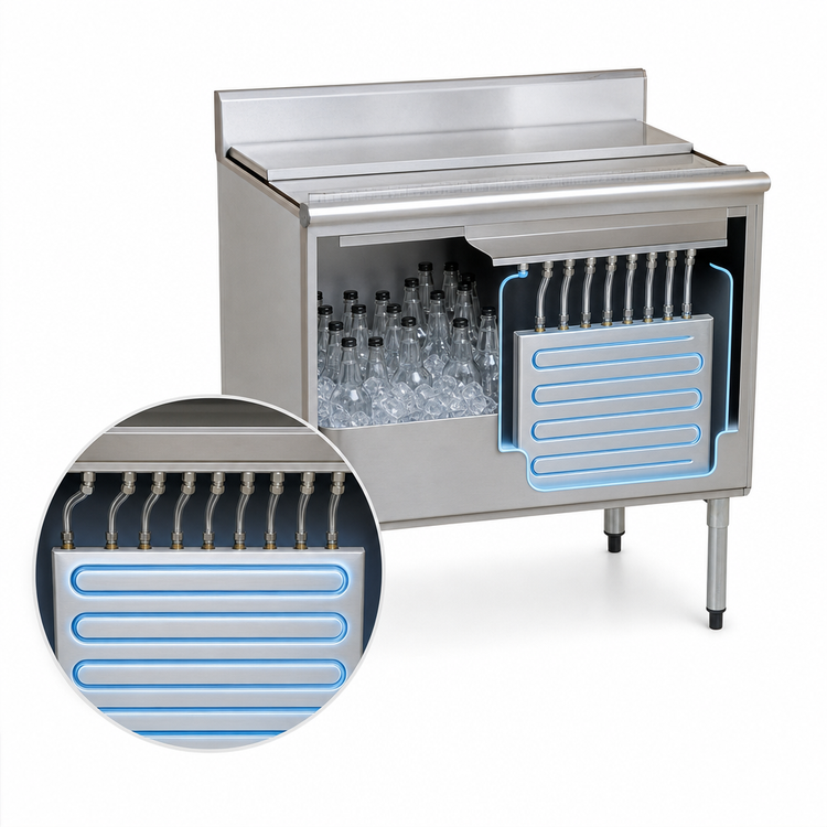 Product image #4 for Eagle Group 1800 Series 48-Inch Underbar Ice Chest with 16-Inch Deep Bin and Sealed-In 7-Circuit Cold Plate