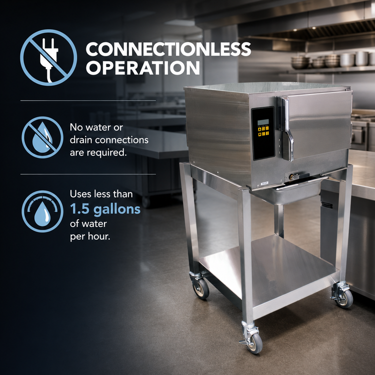 Product image #4 for AccuTemp Evolution Connectionless Boiler-Free 3-Pan Electric Convection Steamer with Stand, 440V/3-Phase