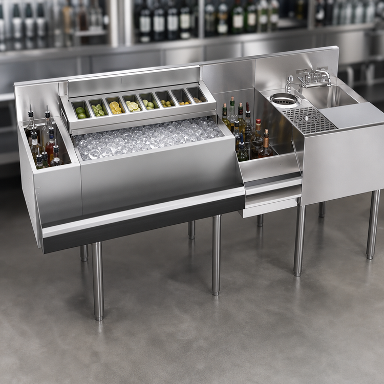 Product image #5 for Krowne Royal Series Single Zero-Step Speed Station with 10-Circuit Cold Plate, 70" x 24"