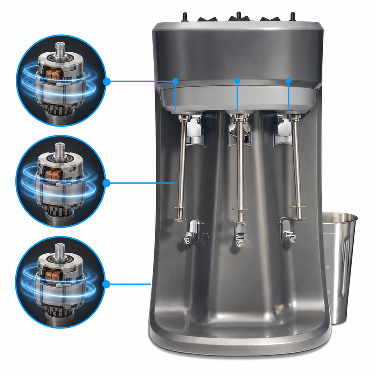 Product image #4 for Hamilton Beach Commercial HMD400R Triple Spindle Drink Mixer with 3 Motors and Stainless Steel Cups