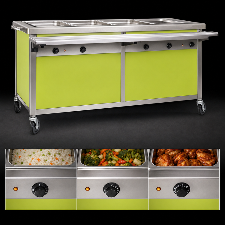 Product image #4 for Director's Choice DCS6-HFU-B-3 Mobile Hot Food Table, 6-Pan, 3-Phase Electric