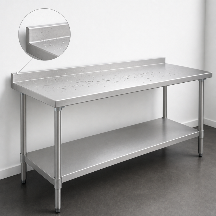 Product image #4 for Eagle Budget Series 144-Inch x 36-Inch Stainless Steel Work Table with Rear Upturn and Adjustable Undershelf