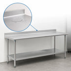 Thumbnail image #4 for Eagle Group Budget Series UT30144SB 144-Inch x 30-Inch 430 Stainless Steel Work Table with Rear Upturn and Adjustable Undershelf