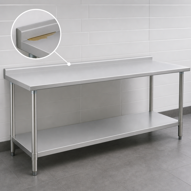 Product image #4 for Deluxe Series 144-Inch x 24-Inch Stainless Steel Work Table with Rear Upturn and Adjustable Undershelf
