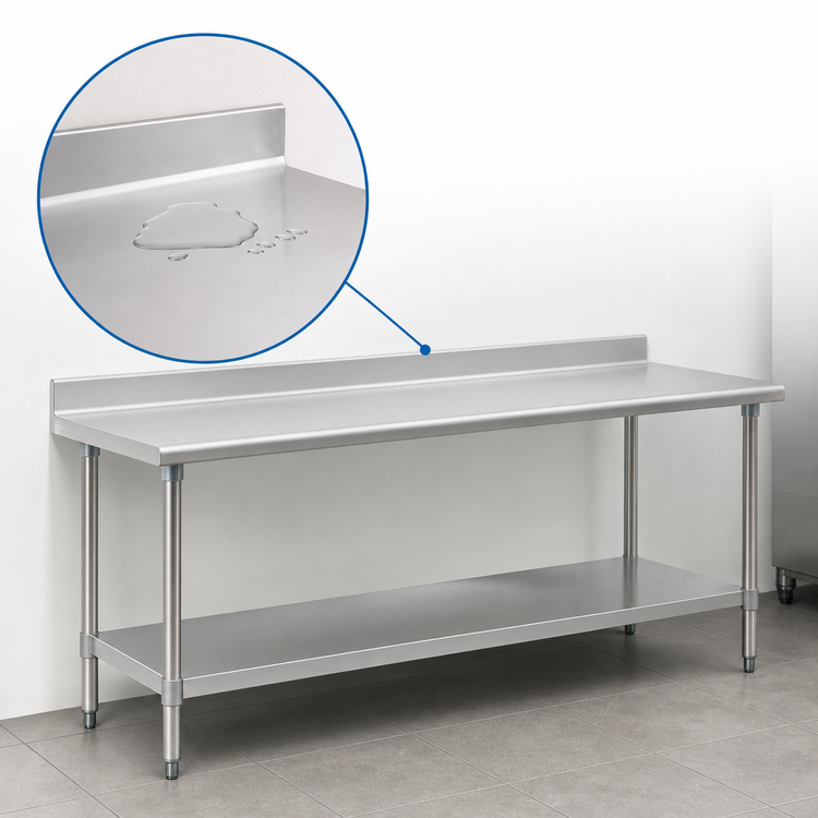 Product image #4 for Eagle Budget Series 144-Inch x 30-Inch Stainless Steel Work Table with Rear Upturn and Adjustable Undershelf