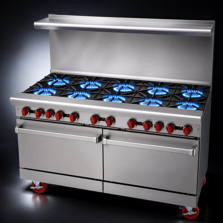 Product image #4 for American Range 60-Inch Commercial Gas Restaurant Range with 12-Inch Griddle, 8 Open Burners, and 2 Standard Ovens