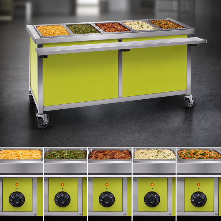 Product image #4 for Director's Choice DCS5-HFU-C 78" 5-Well Electric Mobile Hot Food Table