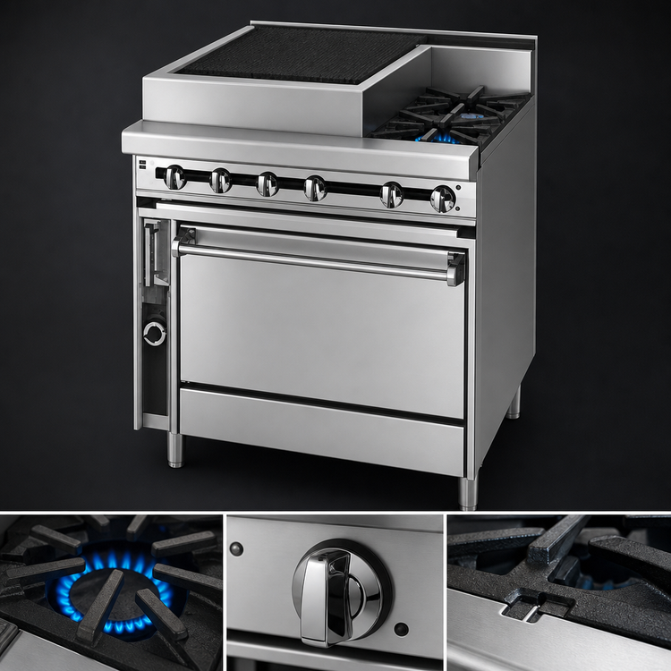 Product image #4 for Titan 36-Inch Heavy Duty Gas Range with 24-Inch Charbroiler and Convection Oven