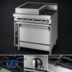 Thumbnail image #4 for Jade Range (Middleby) Titan JTRH-24B-2-36C 36-Inch Heavy-Duty Gas Range with 2 Open Burners, 24-Inch Charbroiler & Convection Oven