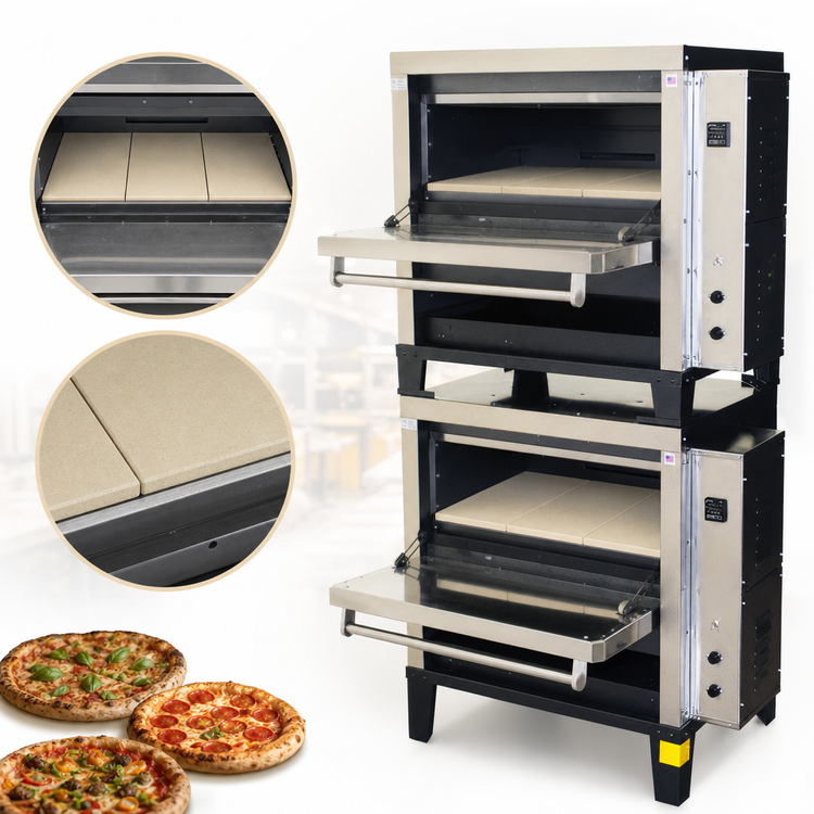 Product image #5 for Peerless Double-Stack Electric Pizza Deck Oven with 24 x 19-Inch Ceramic Stone Decks, 220V