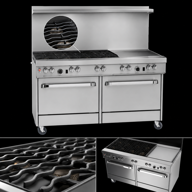 Product image #4 for Southbend Ultimate 4602AA-3T 60" Gas Restaurant Range with 4 Open Burners, 36" Griddle, and 2 Convection Ovens