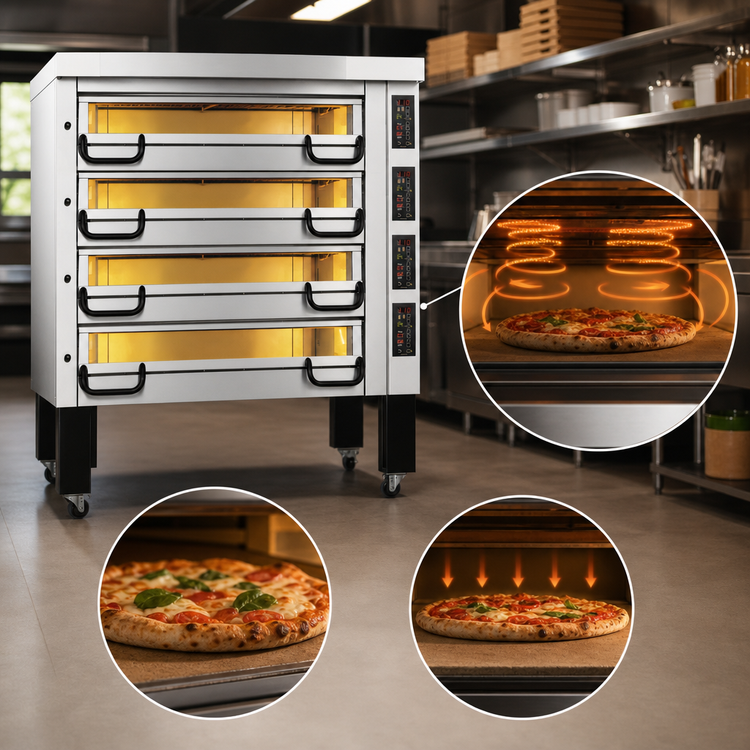 Product image #4 for PizzaMaster PM 734ED 4-Deck Electric Pizza Oven with Ceramic Clay Stones and Stand