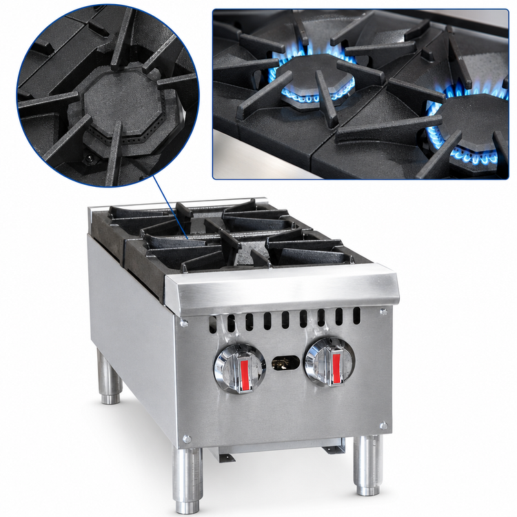 Product image #4 for Serv-Ware SHPS-12 12-Inch 2-Burner Natural Gas Hot Plate