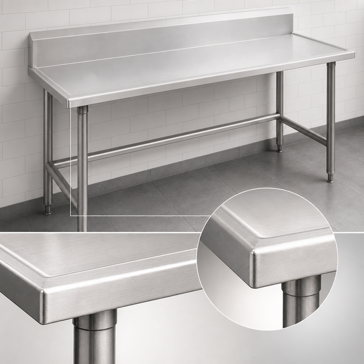 Product image #4 for Advance Tabco TVKS-369 Stainless Steel Work Table with 10-Inch Backsplash, 108 x 36 Inches