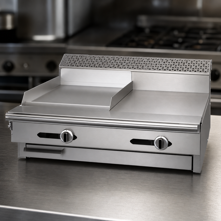 Product image #4 for Garland Cuisine Series 36-Inch Heavy Duty Gas Combination Top Range, Modular Top with Left 18-Inch Griddle and Right 18-Inch Hot Top