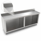 Thumbnail image #4 for John Boos 4CO4R5-36108 108" Stainless Steel Cabinet Base Work Table, Open Front, 14-Gauge 300 Series Top, 5" Backsplash