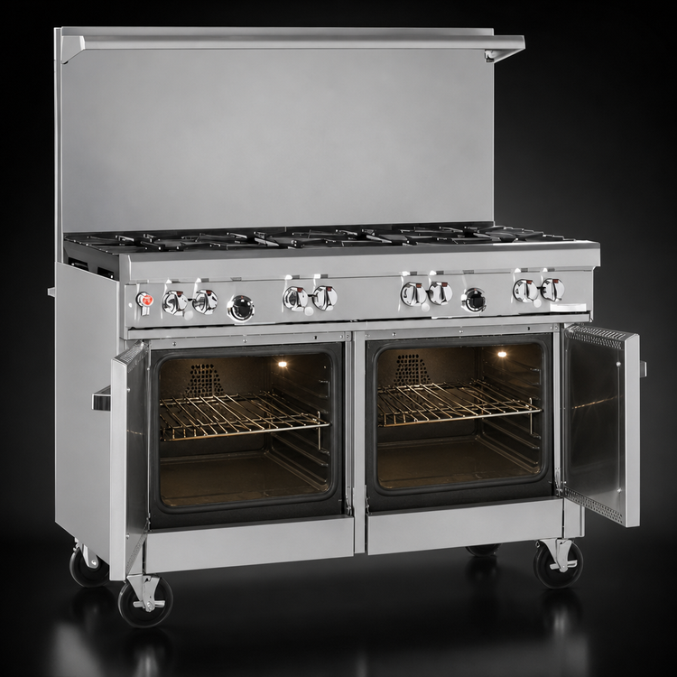 Product image #4 for Ultimate 48-Inch Floor Model Gas Restaurant Range with 7 Open Burners and 2 Space Saver Ovens