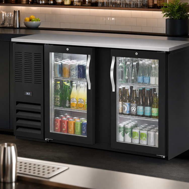 Product image #4 for Beverage Air 58-Inch Two-Section Glass Door Food-Rated Back Bar Refrigerator
