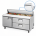 Thumbnail image #4 for Everest Refrigeration Two-Section Sandwich Prep Table with 1 Door, 2 Drawers, 18-Pan Top, 71-1/8-Inch Wide