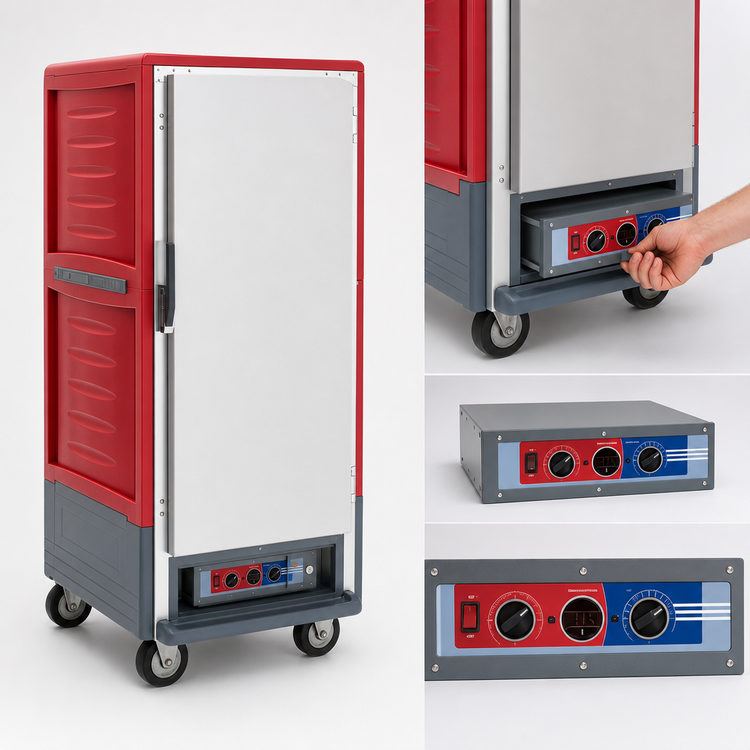 Product image #4 for Metro C5 3 Series Mobile Moisture Heated Holding & Proofing Cabinet, 3/4 Height, Full Solid Doors, Red Insulation Armour, Lip Load Slides