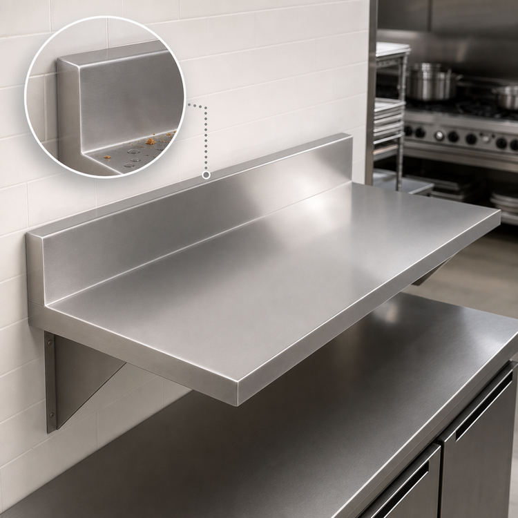 Product image #5 for John Boos 72" x 25" Stainless Steel Countertop with 6" Boxed Backsplash