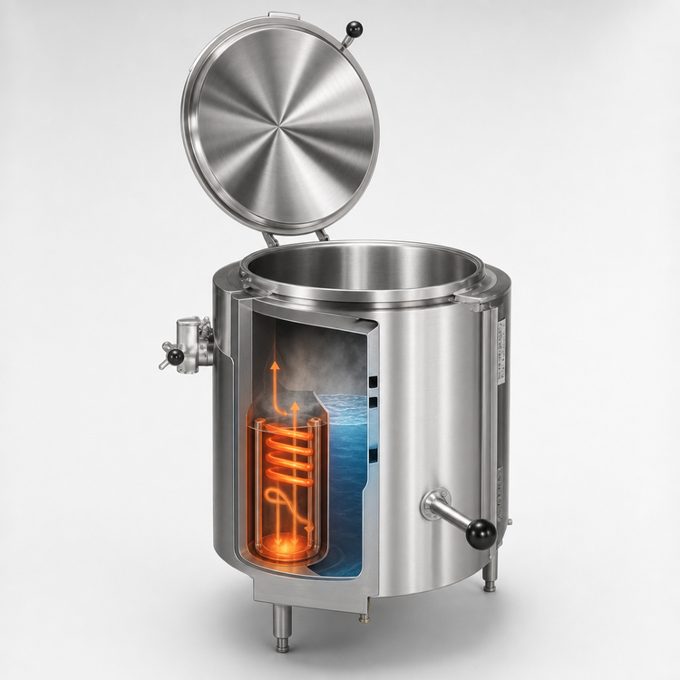 Product image #4 for Groen EE-60 60-Gallon Self-Contained Electric Steam Kettle, 2/3 Jacket, Floor Model Tri-Leg