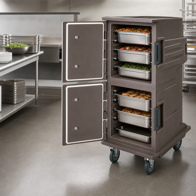 Product image #5 for Cambro Camtherm® Tall Profile Hot/Cold Cart with Double Doors, Granite Sand