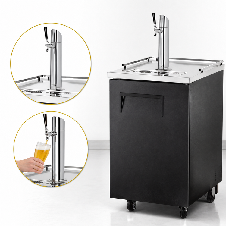 Product image #4 for True Freestanding Draft Beer Cooler with 1/2-Barrel Keg Capacity, Single Faucet, Flat Top, Black Vinyl Exterior