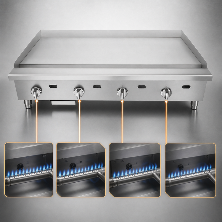 Product image #5 for CookRite ATTG-48 48-Inch Heavy Duty Gas Countertop Griddle with Thermostatic Controls