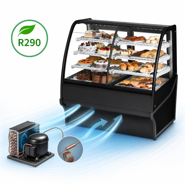 Product image #5 for True 48-1/4 Inch Dual Zone Curved Glass Display Merchandiser with Glass Ends and Self-Contained R290 Refrigeration