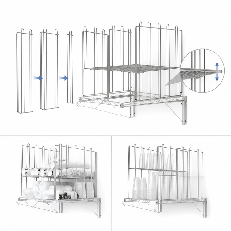 Product image #4 for Metro Chain Reaction Overhead Wall-Mount Cup Storage Unit, 30-3/4 Inch W x 24-1/4 Inch D