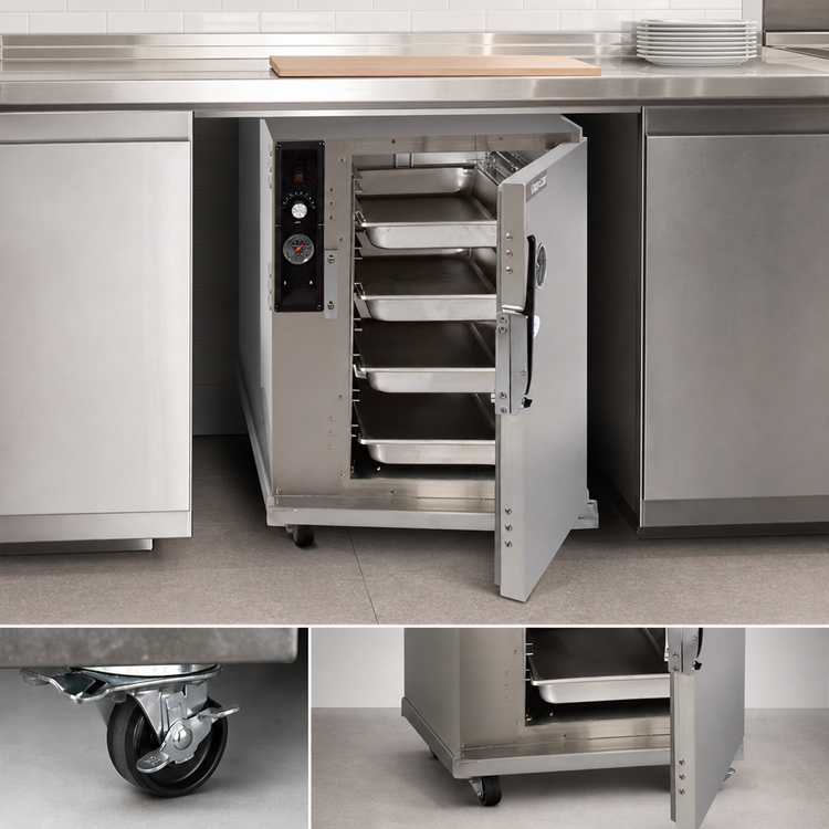 Product image #4 for Cres Cor Mobile Under-Counter Heated Holding Cabinet with Field-Reversible Solid Door, Holds 8 12" x 20" Pans
