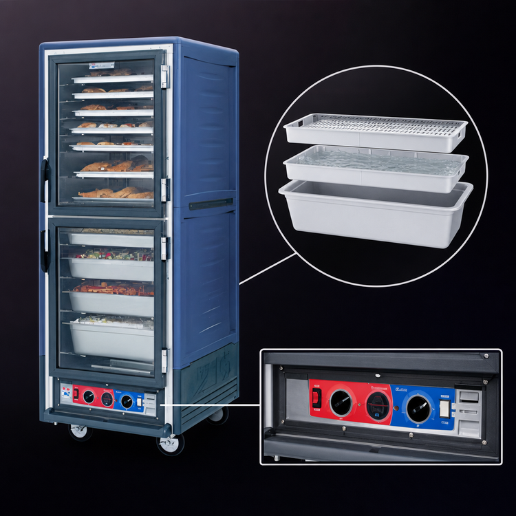 Product image #4 for Metro C5 3 Series Full-Height Mobile Moisture Heated Holding and Proofing Cabinet with Dutch Clear Doors, Blue Insulation Armour