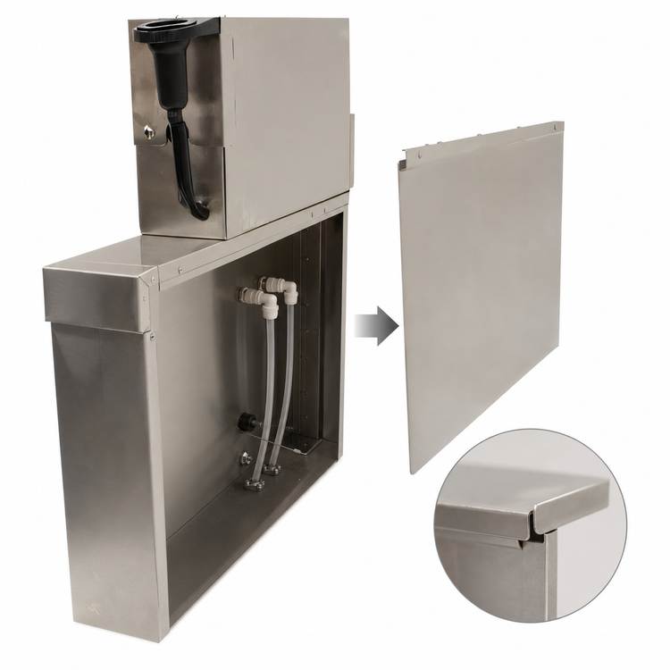 Product image #4 for Advance Tabco Underbar Basics Stainless Steel Soda Gun Holder with Backsplash and Removable Cover, 6 x 21 x 36 Inches