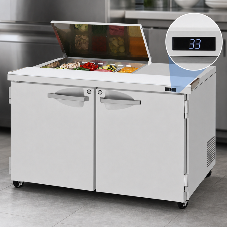 Product image #4 for Turbo Air PRO Series 48-1/4-Inch Two-Section Refrigerated Prep Table Work Station with Flat Lid