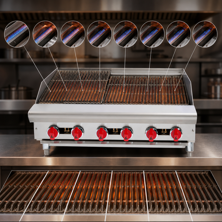 Product image #4 for American Range 48-Inch Radiant Gas Countertop Charbroiler with 8 Burners and Cast Iron Grates