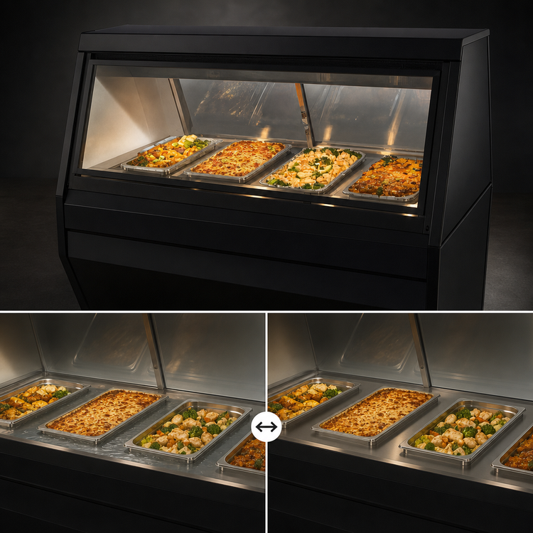 Product image #4 for Howard-McCray 35 Series 50-Inch Full-Service Hot Food Case, 3 Wells, Black Exterior