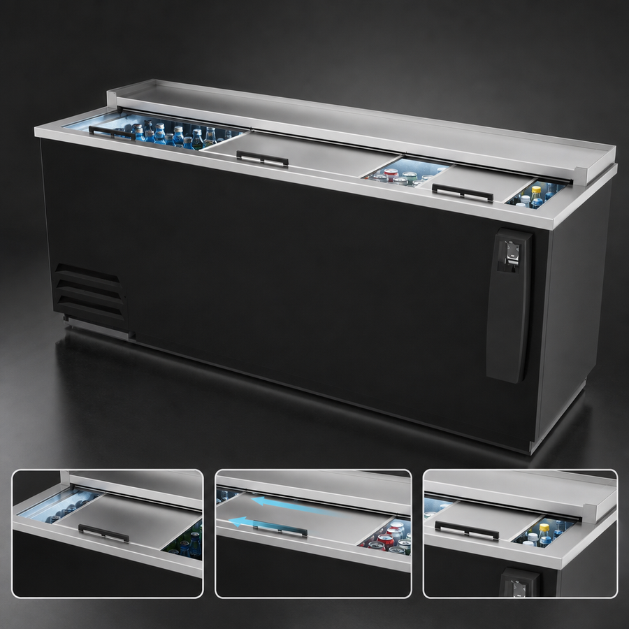 Three Sliding Stainless Steel Lids