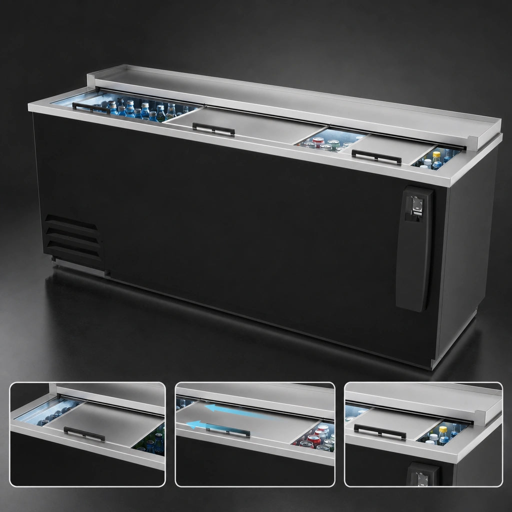 Three Sliding Stainless Steel Lids
