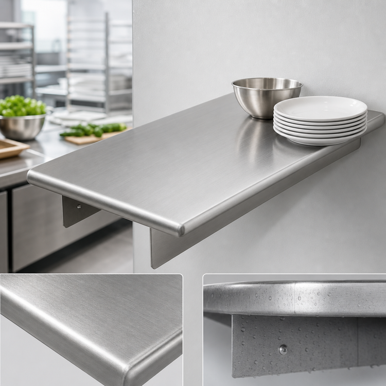 Product image #4 for Eagle Group Pass-Thru Wall Shelf, 48 x 18 Inches, 304 Stainless Steel