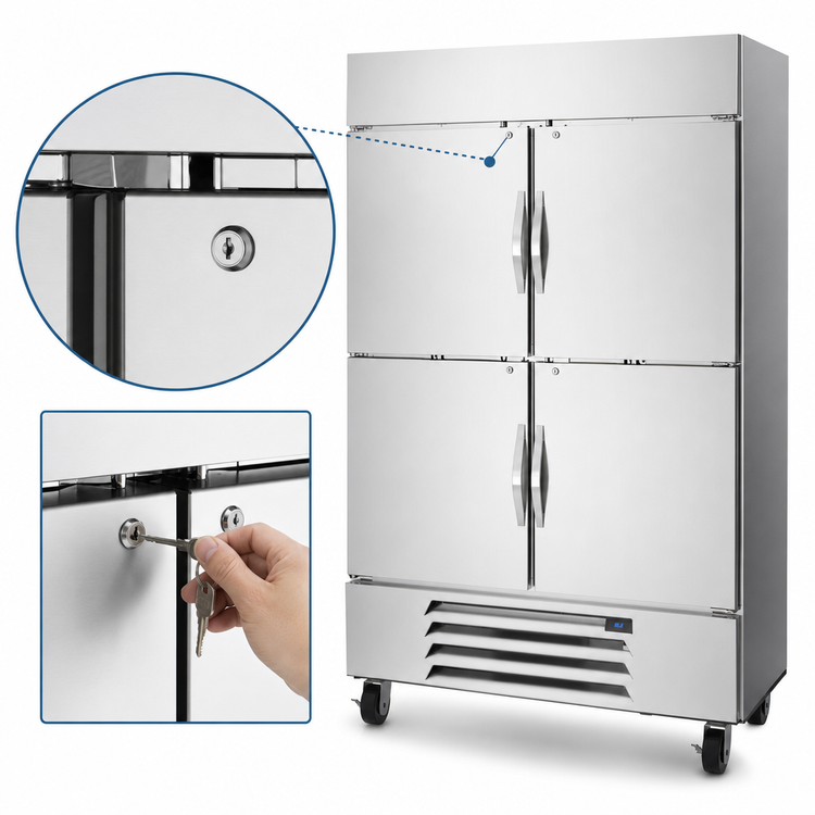 Product image #4 for Beverage Air Horizon Series 2-Section Reach-In Refrigerator with 4 Solid Half Doors